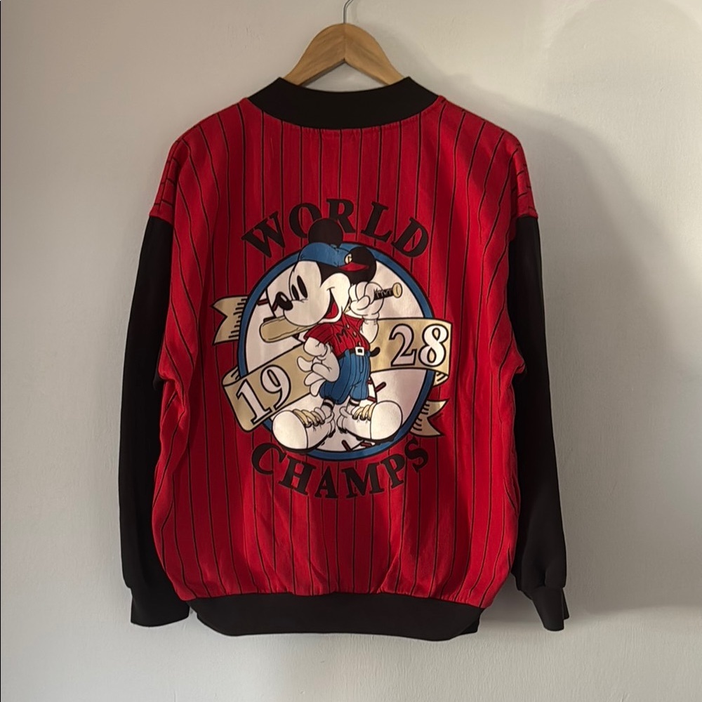 Vintage Mickey Mouse World Champs Sweater Jacket / Large / Disney / 1990s